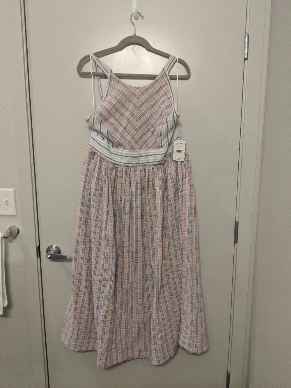 NWT Free People Women's Halter Dress Size Medium Plaid Midi Boho